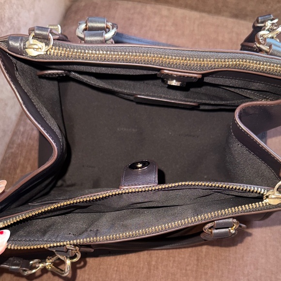 Coach Chocolate Brown Leather Satchel with Gold Accents - Picture 3 of 6